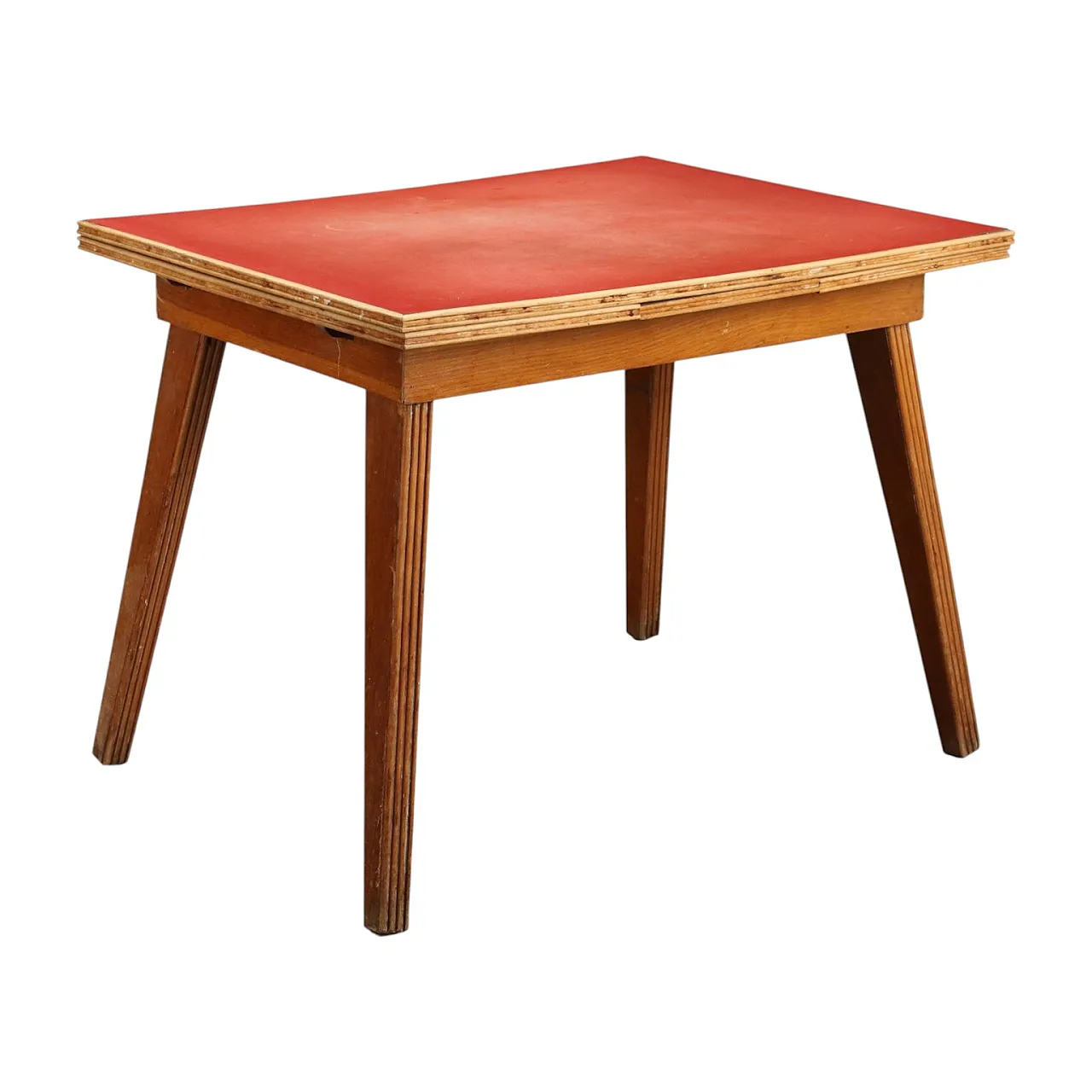 Extending table in red laminated wood, 1960s 1