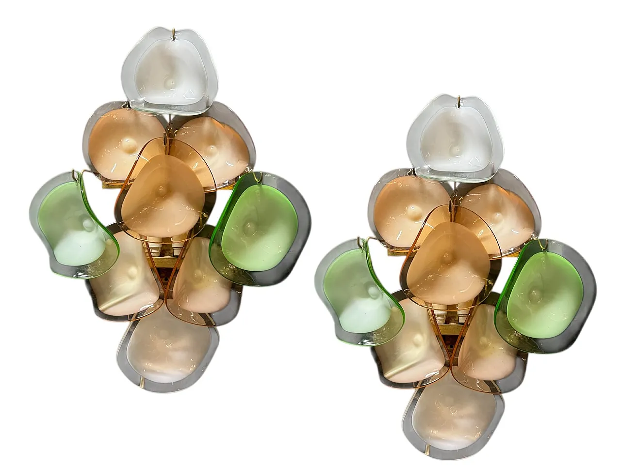 Pair of Murano glass disc-shaped wall light, 1970s 1