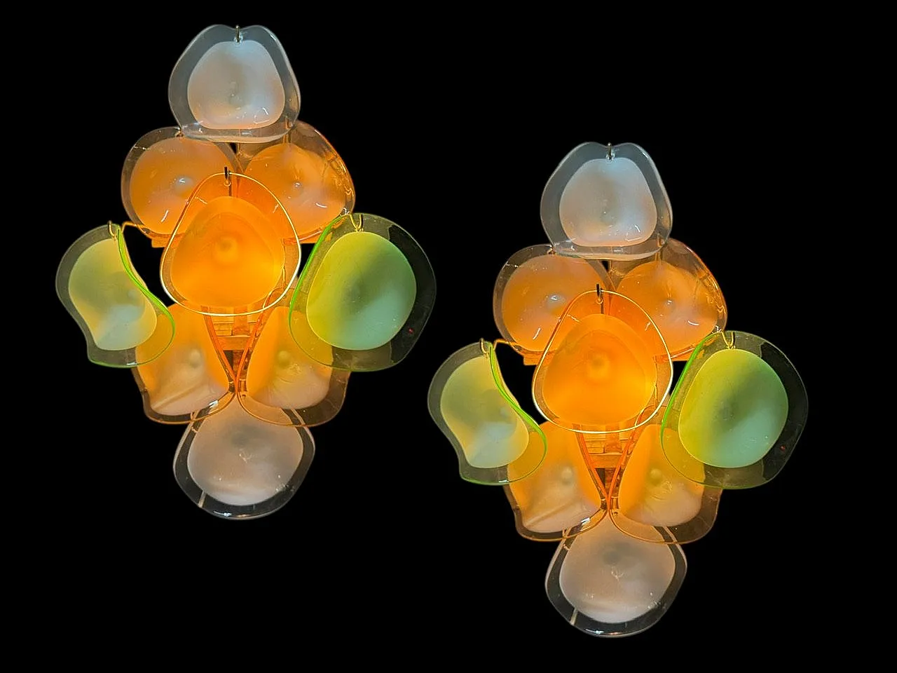 Pair of Murano glass disc-shaped wall light, 1970s 2