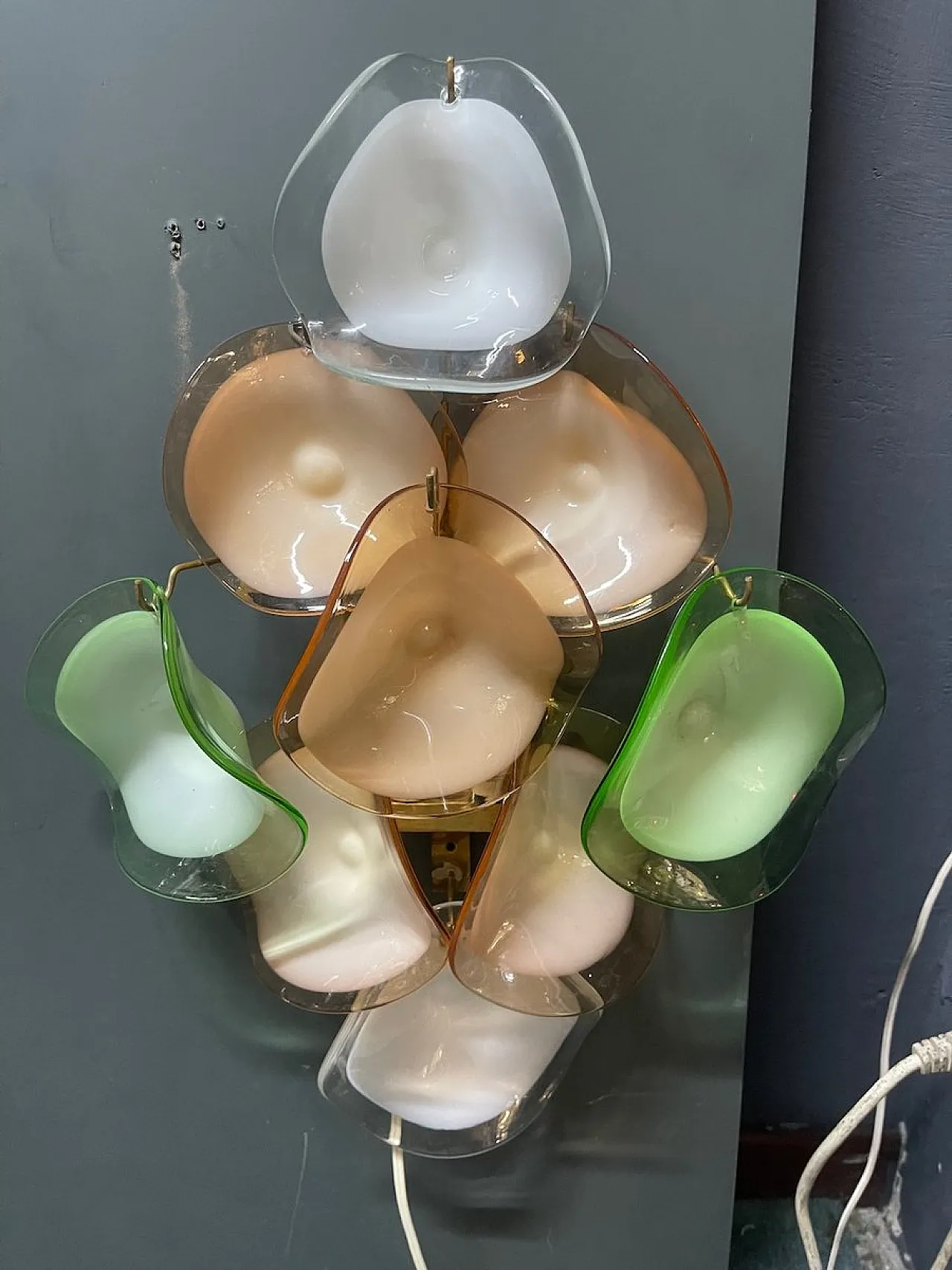 Pair of Murano glass disc-shaped wall light, 1970s 3