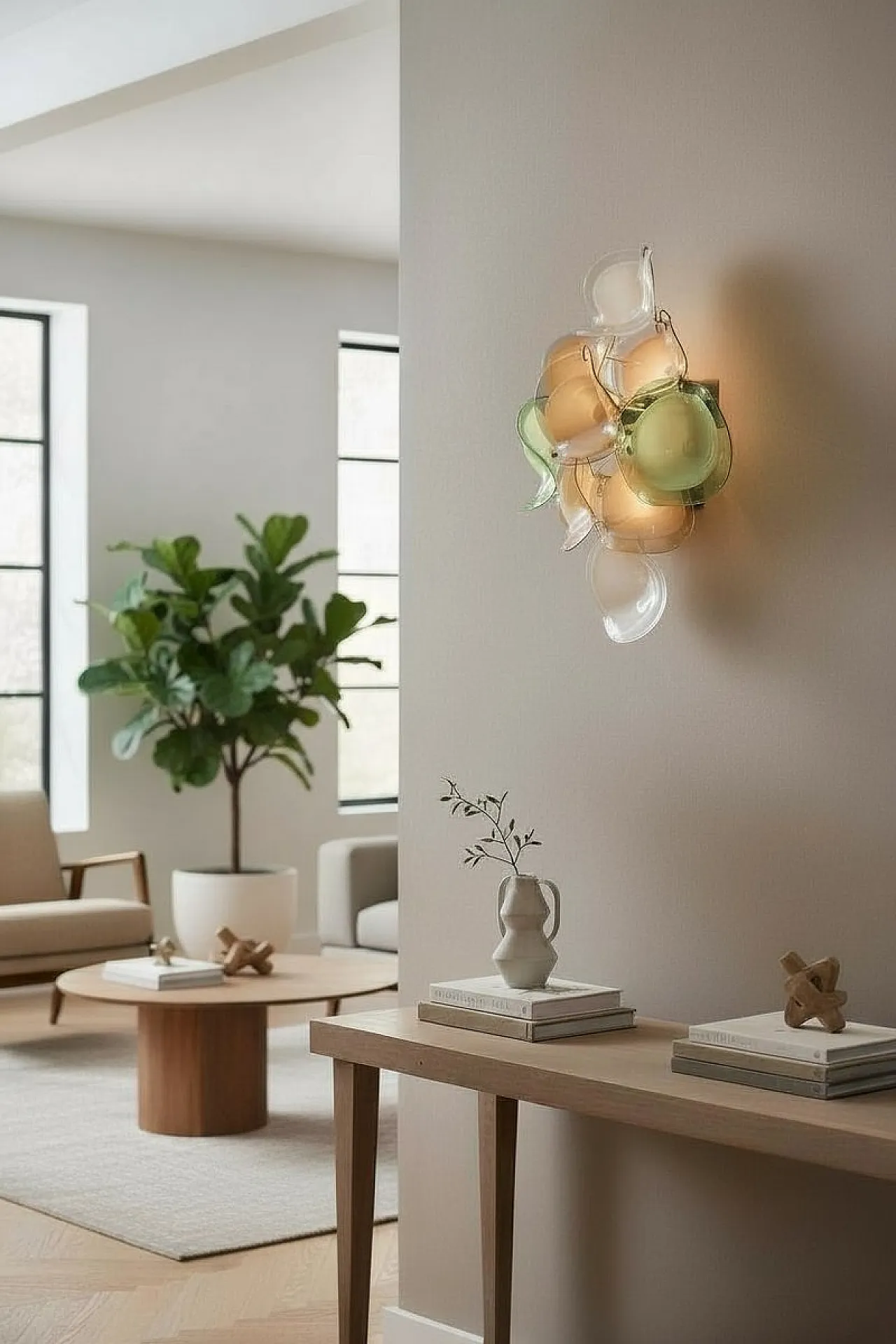 Pair of Murano glass disc-shaped wall light, 1970s 5