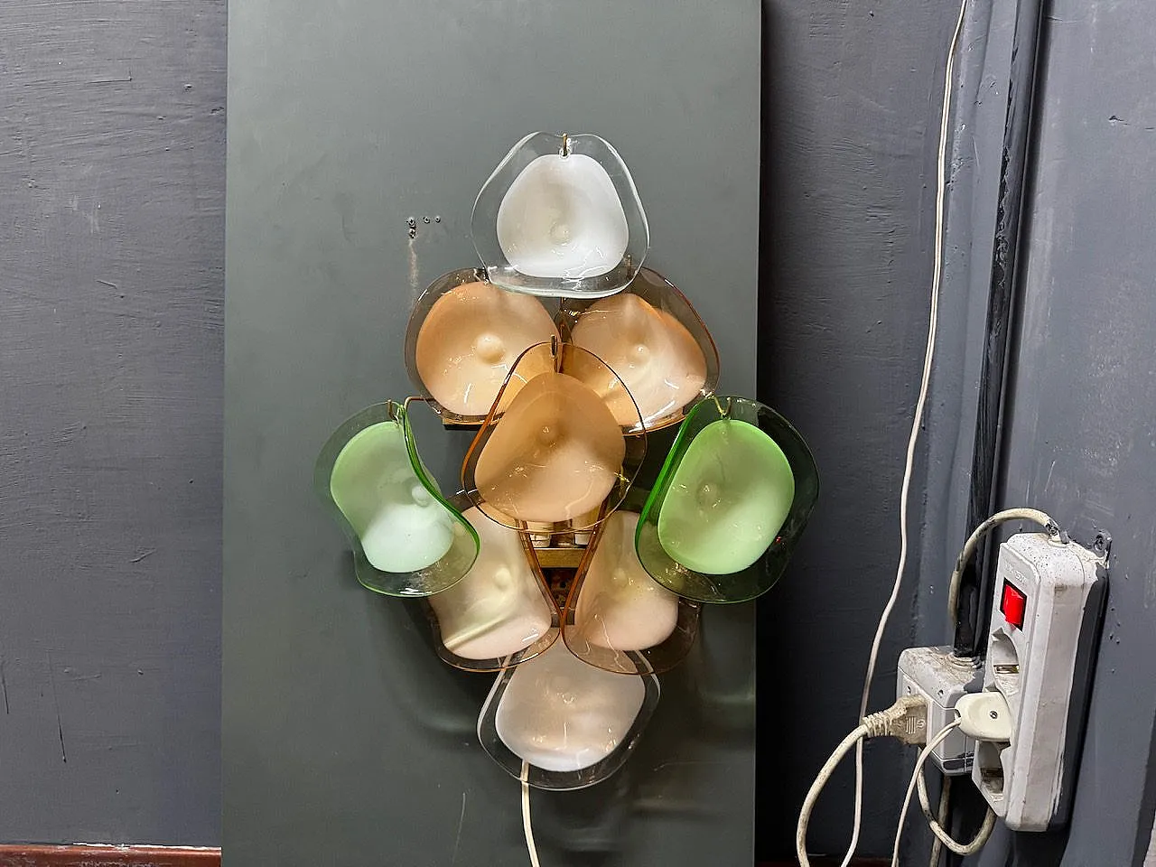 Pair of Murano glass disc-shaped wall light, 1970s 6