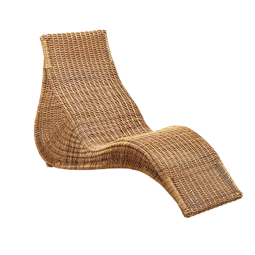 Chaise longue in bamboo and woven wicker, 20th century