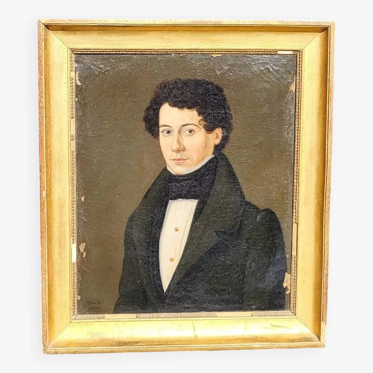 Gentiluomo, olio su tela con cornice, '800 1