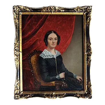 Biedermeier Young Lady Miniature portrait painting, 19th century
