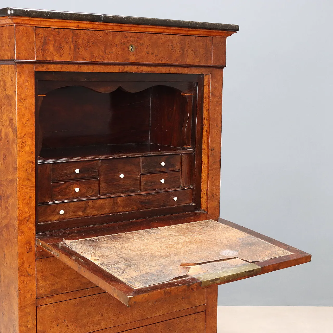 Biedermeir desk in elm burl and rosewood, mid-19th century 4