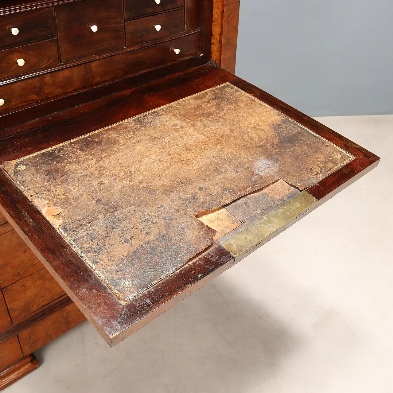 Biedermeir desk in elm burl and rosewood, mid-19th century 7
