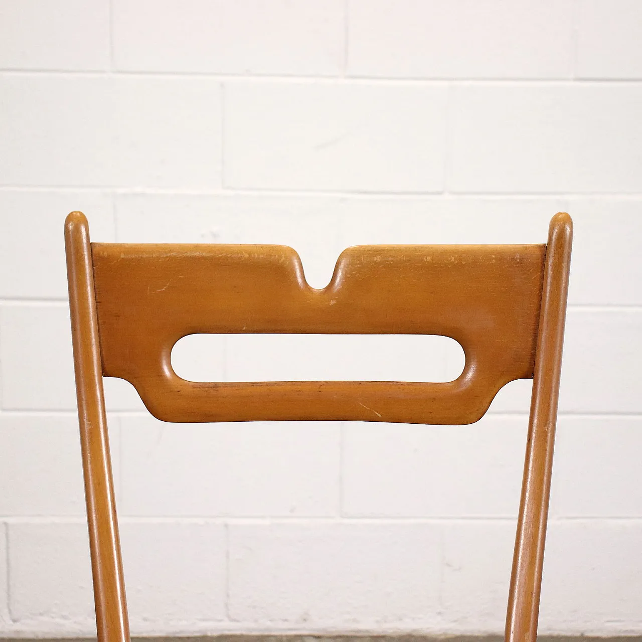 6 chairs in beech and leatherette, 1950s 4