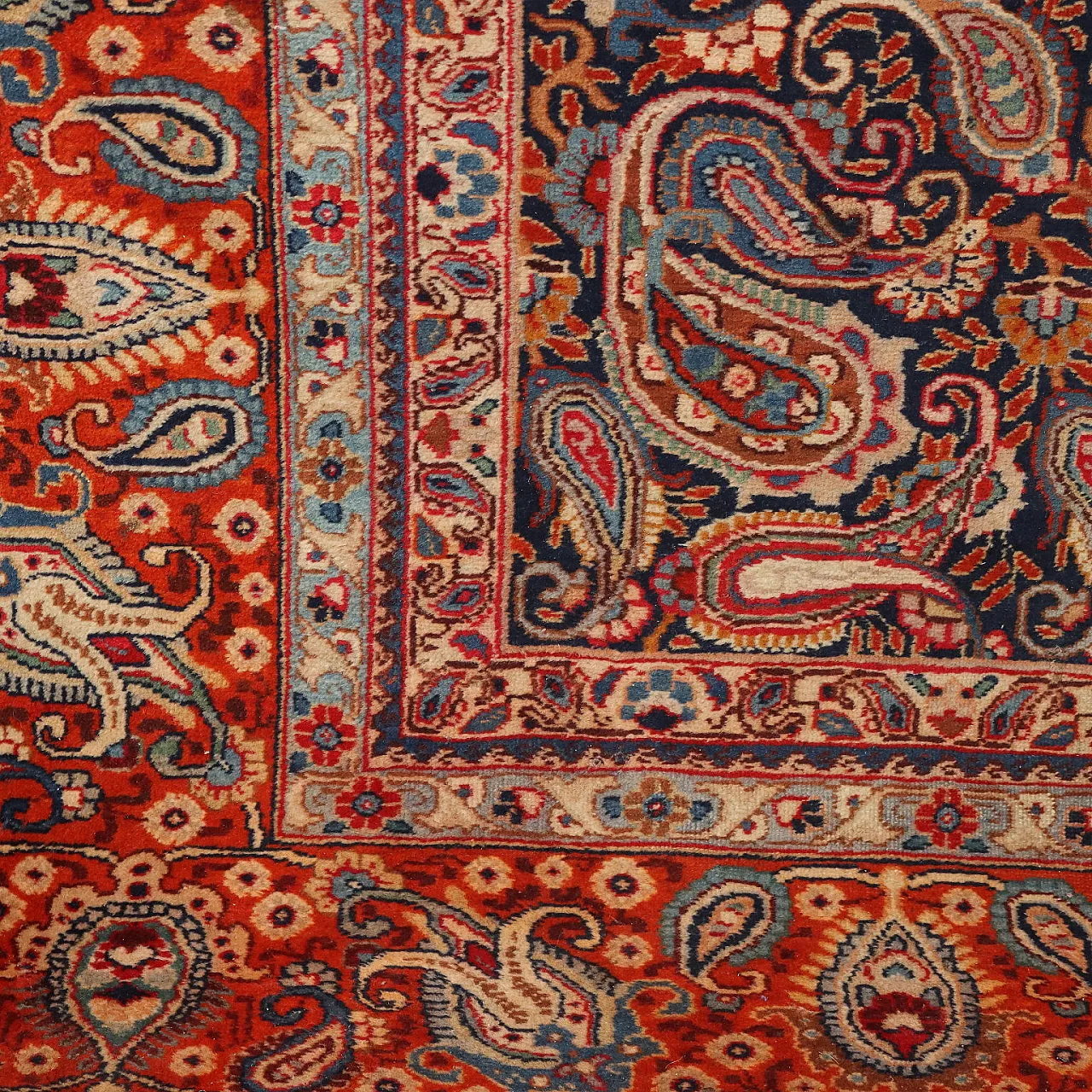 Tappeto Tabriz in cotone e lana, fine '900 6