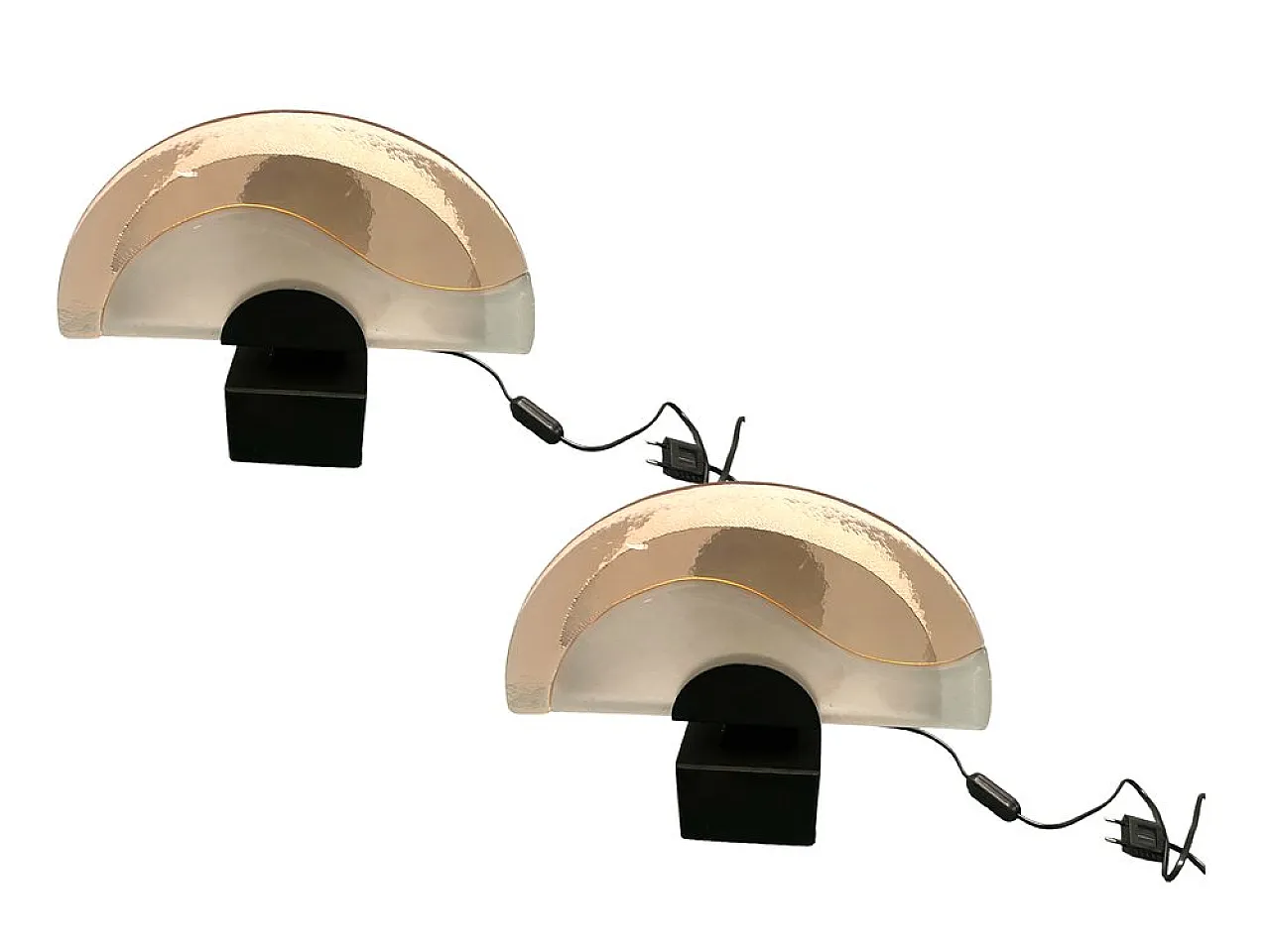 Pair of Italian Architectural Murano Glass Table Lamps, 1980s 1