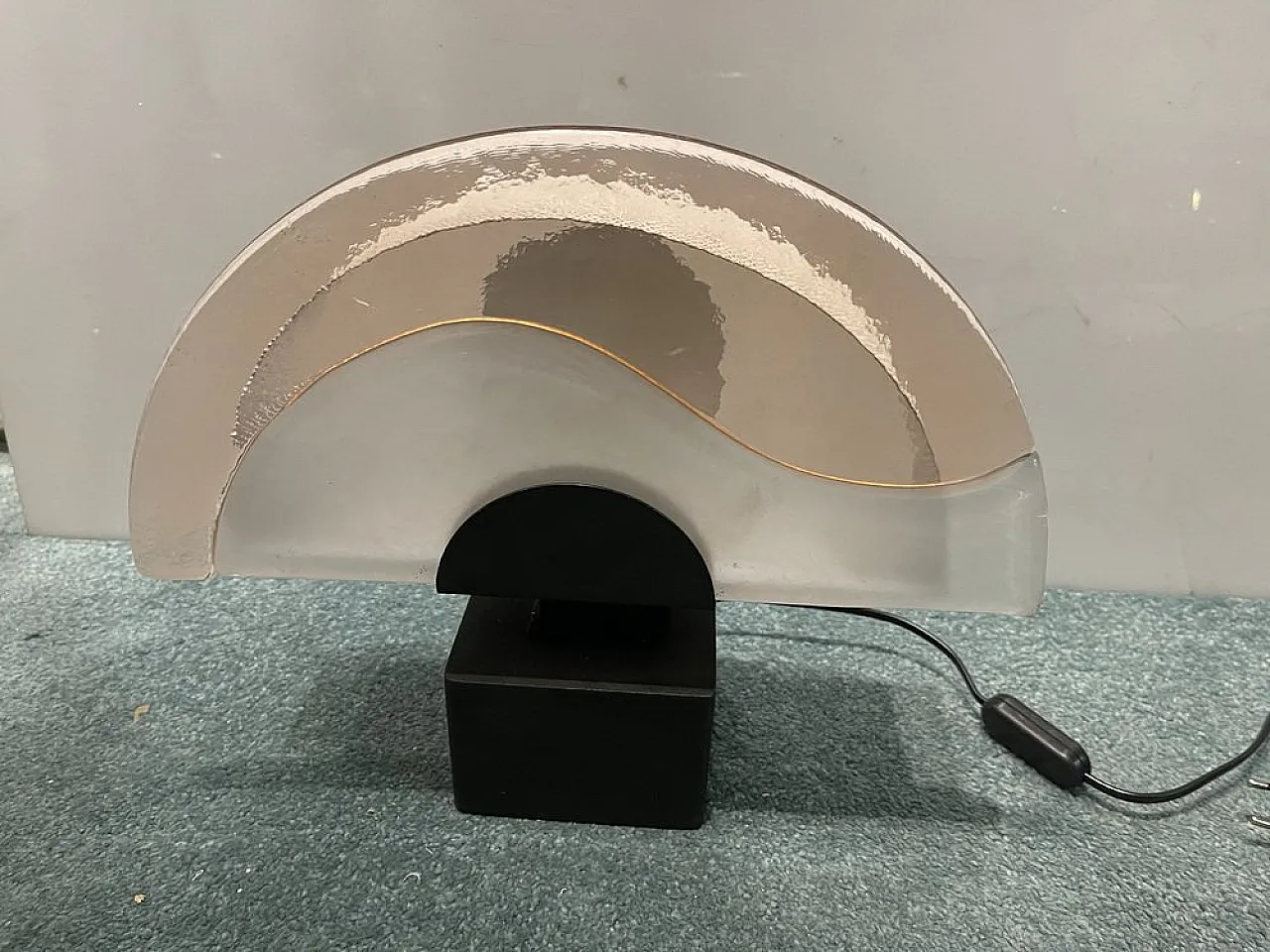 Pair of Italian Architectural Murano Glass Table Lamps, 1980s 4