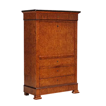 Biedermeir desk in elm burl and rosewood, mid-19th century