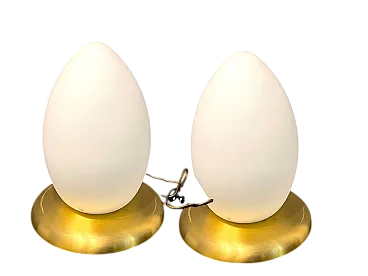 Pair of Murano glass egg-shaped table lamps, 1980s