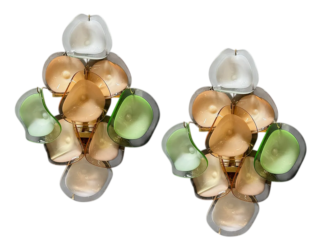 Pair of Murano glass disc-shaped wall light, 1970s 8