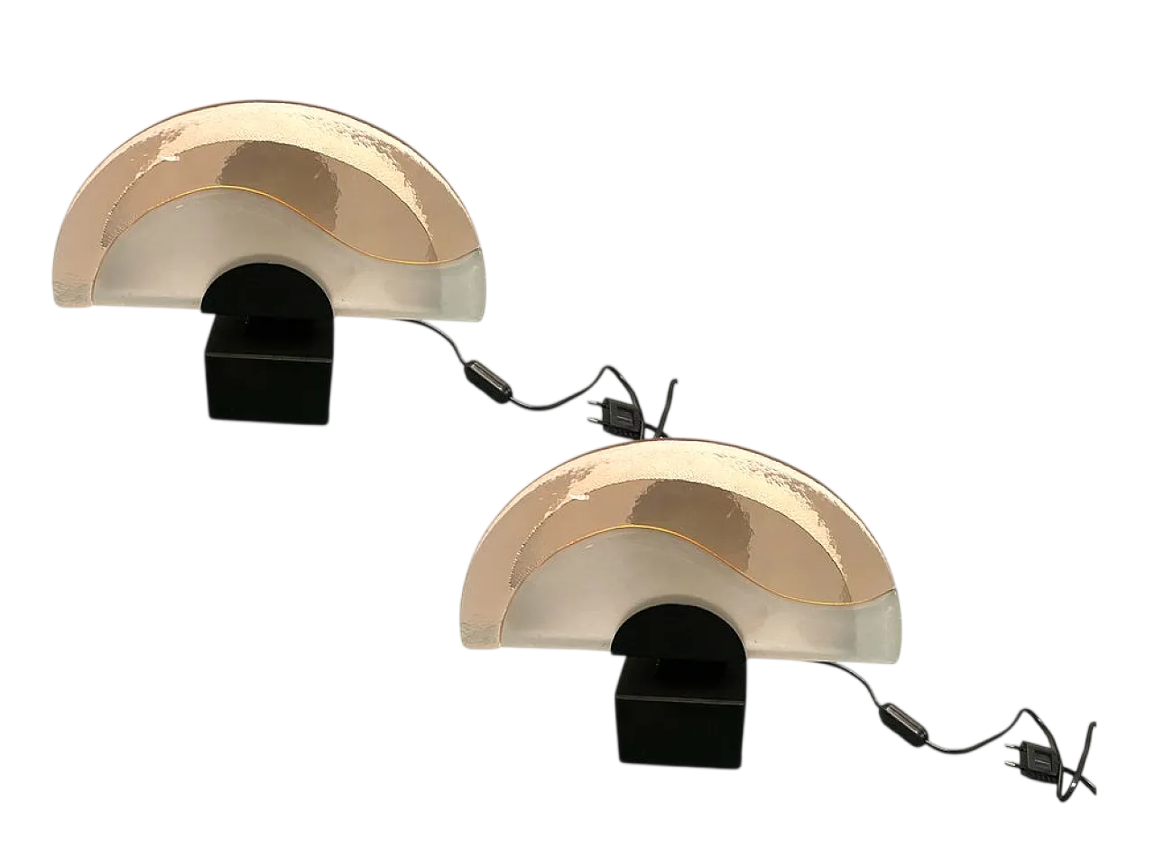 Pair of Italian Architectural Murano Glass Table Lamps, 1980s 10