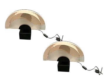 Pair of Italian Architectural Murano Glass Table Lamps, 1980s