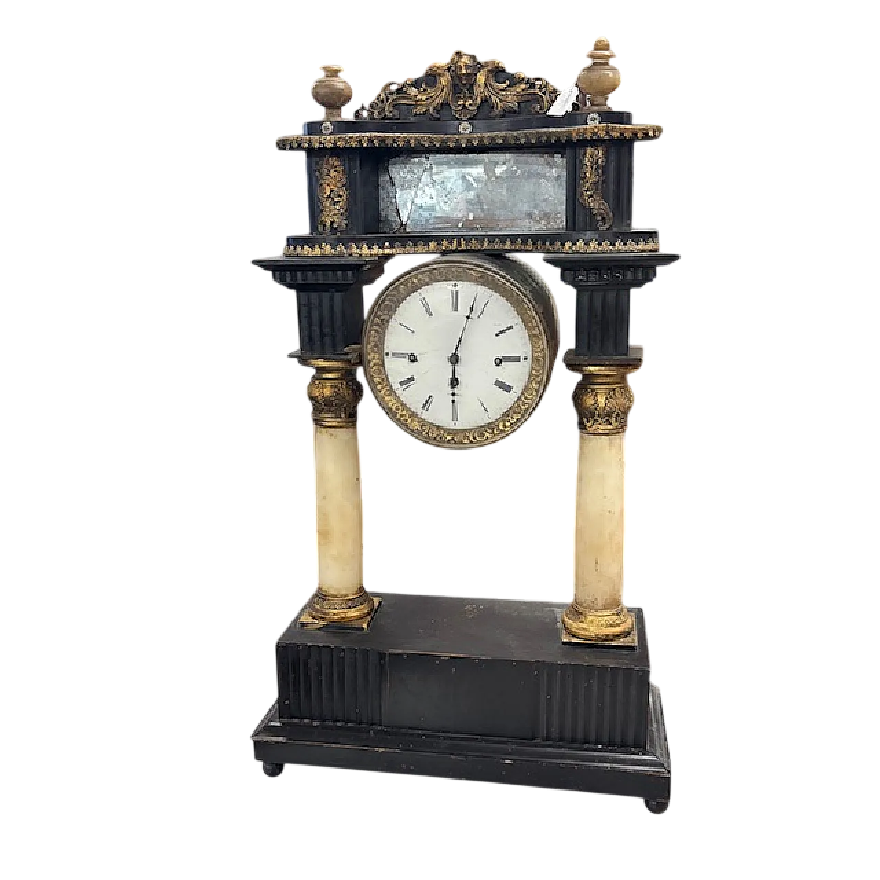 Empire clock in lacquered wood marble columns, early 19th century 19
