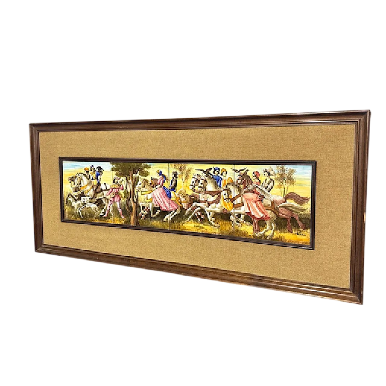 Pannello in maiolica cavalieri Franceschini Pesaro ZG, anni '50 11