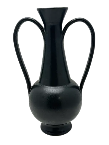 Vaso ceramica nero di Gio Ponti per Neoponti, Gubbio, anni '50