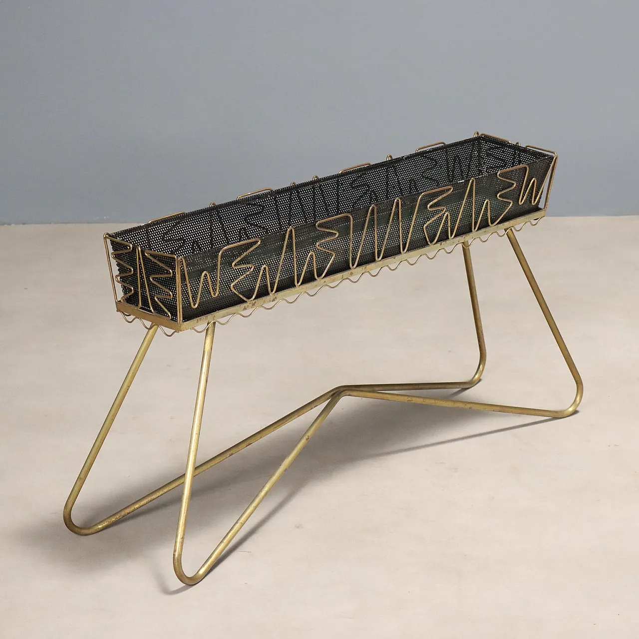 Brass and enameled sheet metal planter, 20th century 1