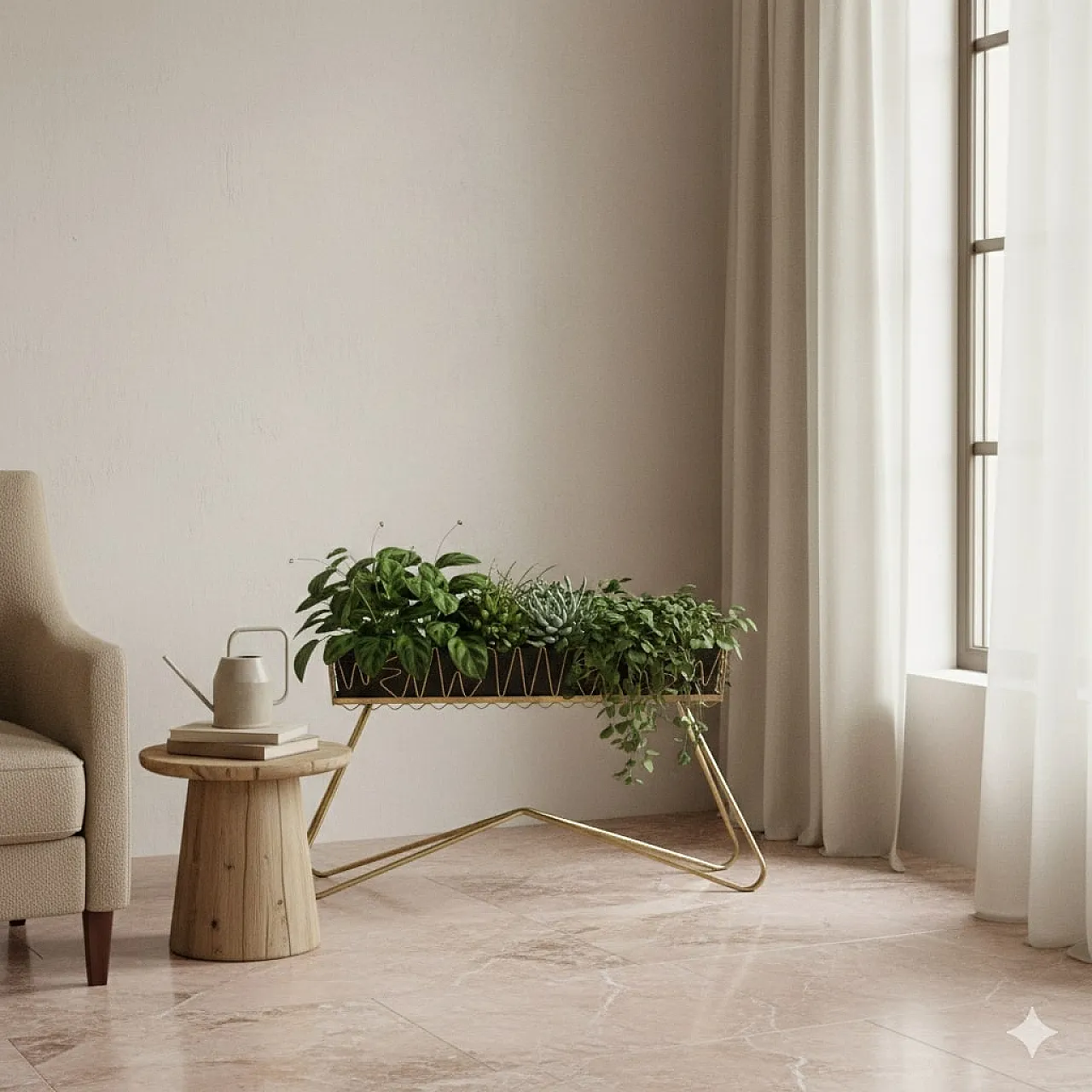 Brass and enameled sheet metal planter, 20th century 2