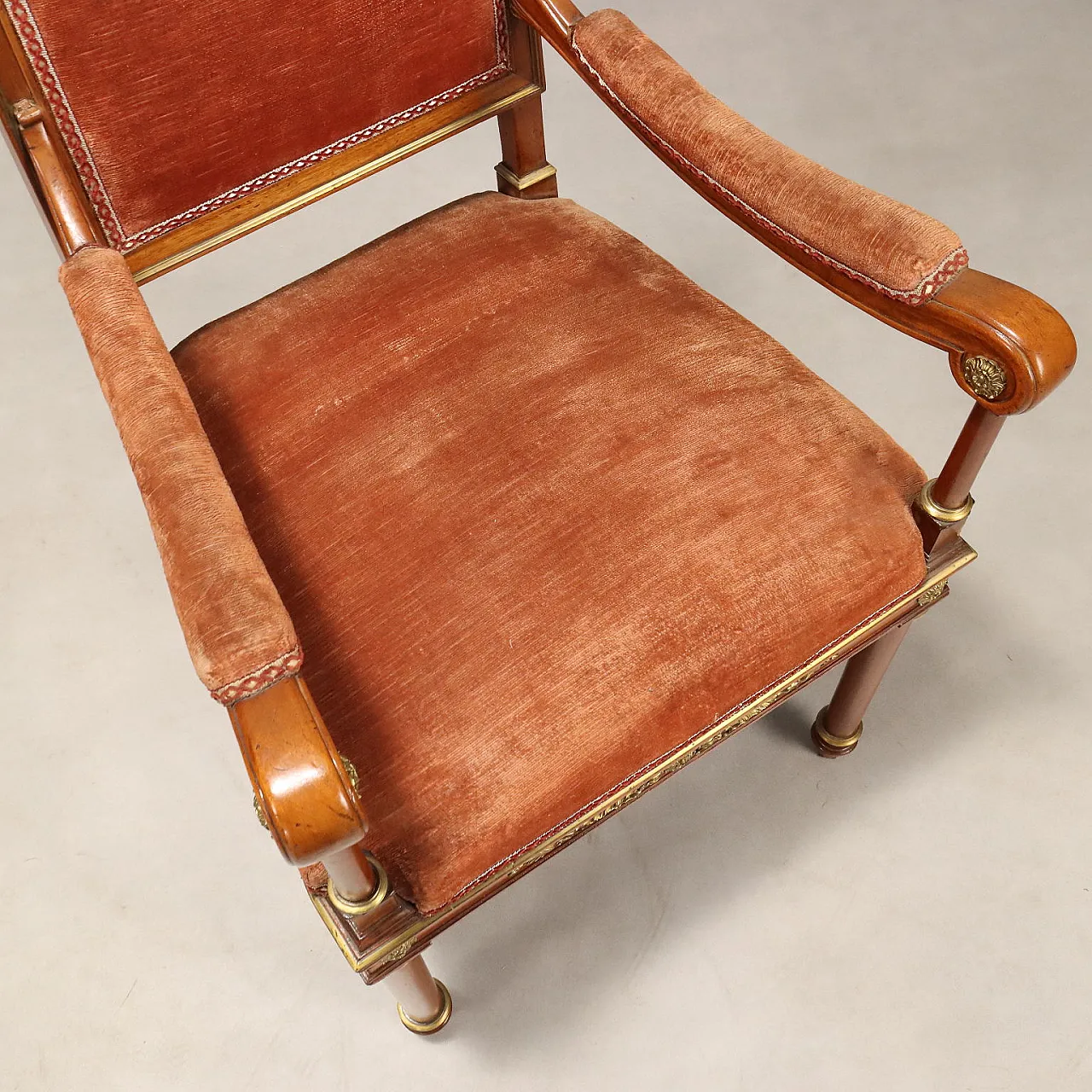 Coppia di poltrone e sedia in mogano, '900 9