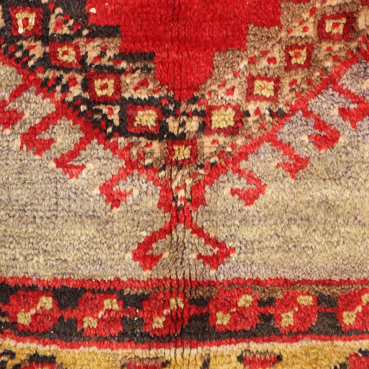 Tappeto anatolico in cotone e lana, nodo grosso, fatto a mano, '900 5