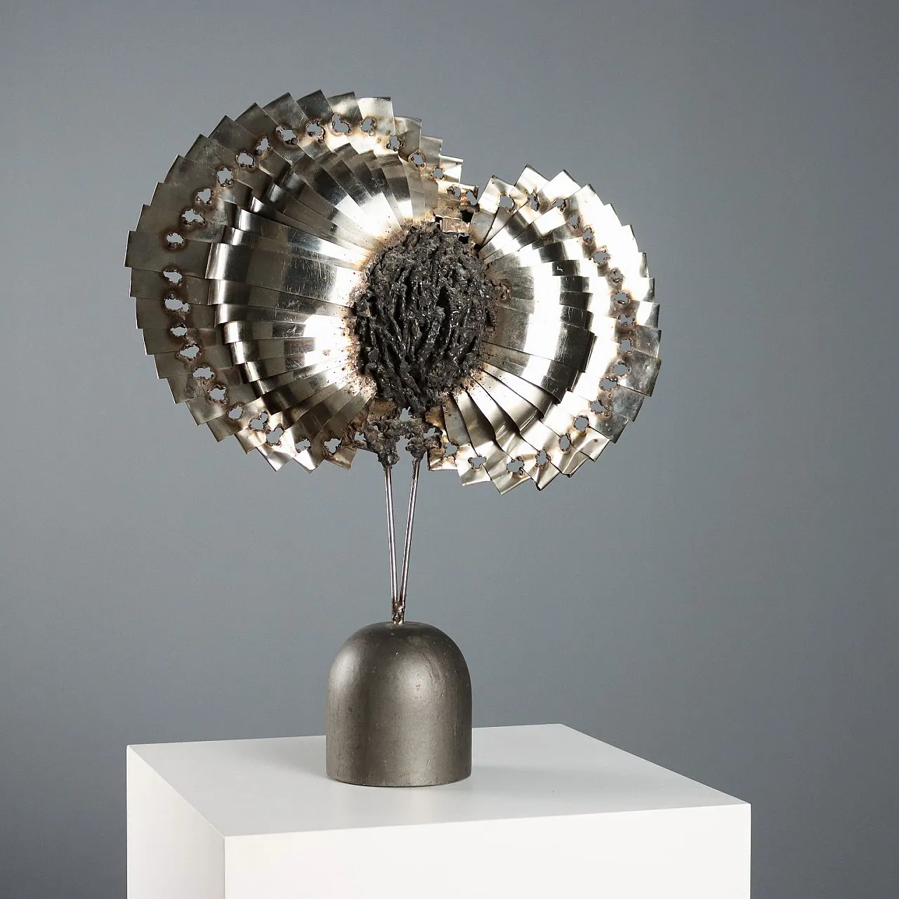 Welded sheet metal on a painted wood base, 20th century 1