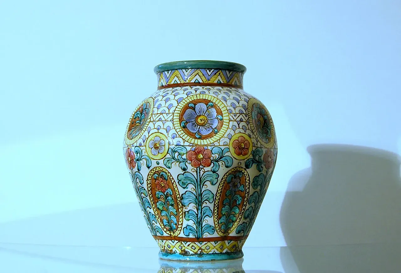Majolica Vase polychrome by Gualdo Tadino, 1940s 1