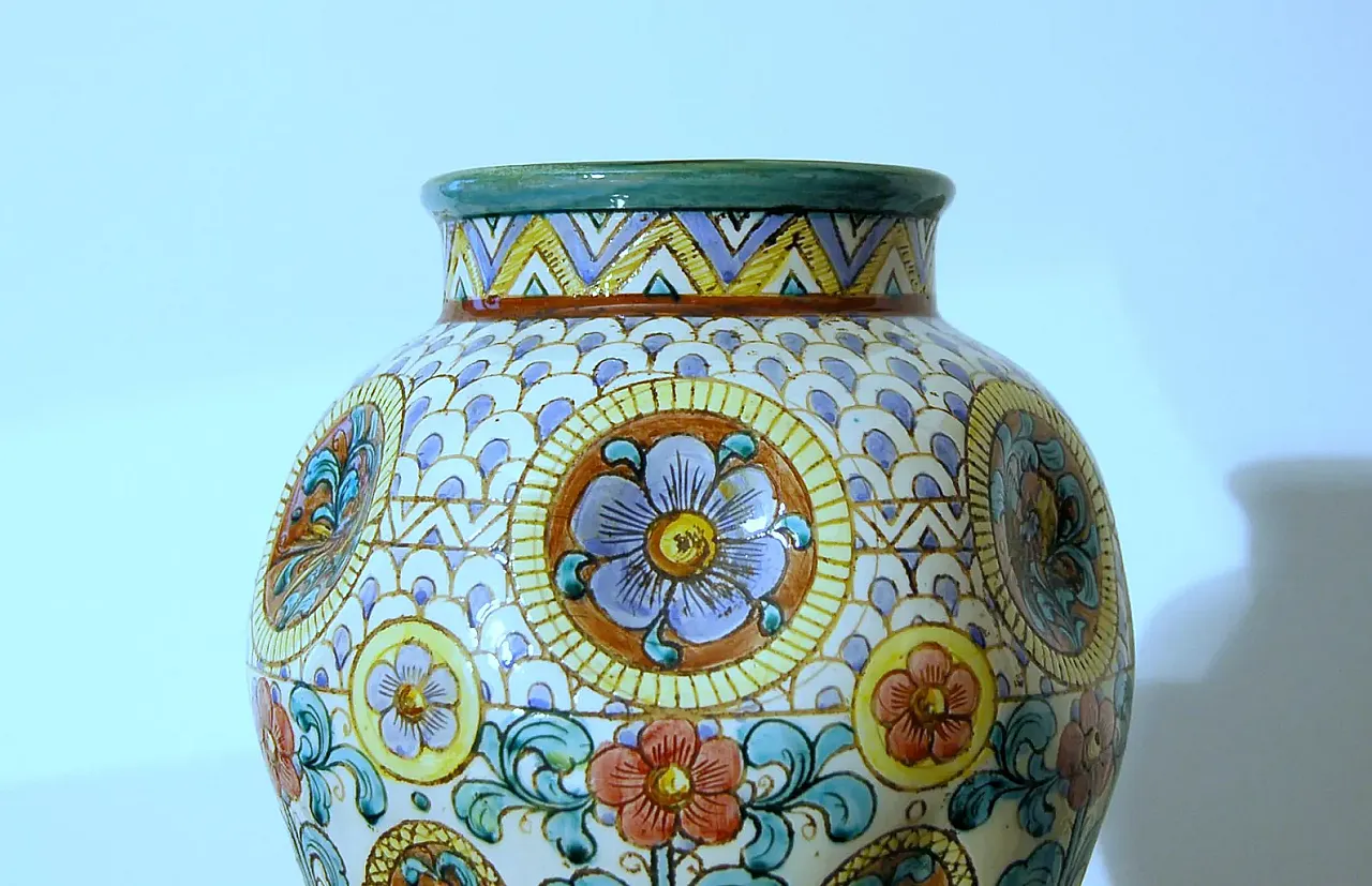 Majolica Vase polychrome by Gualdo Tadino, 1940s 2