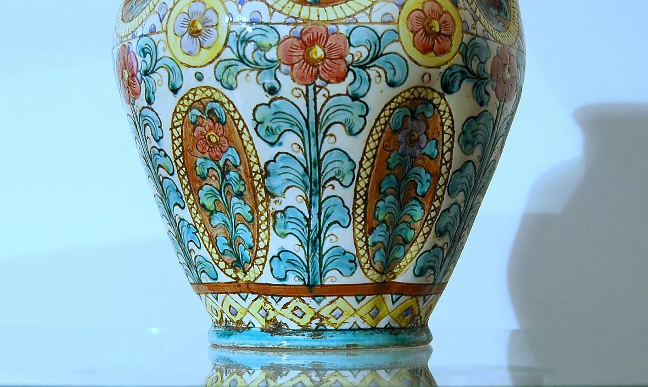 Majolica Vase polychrome by Gualdo Tadino, 1940s 3