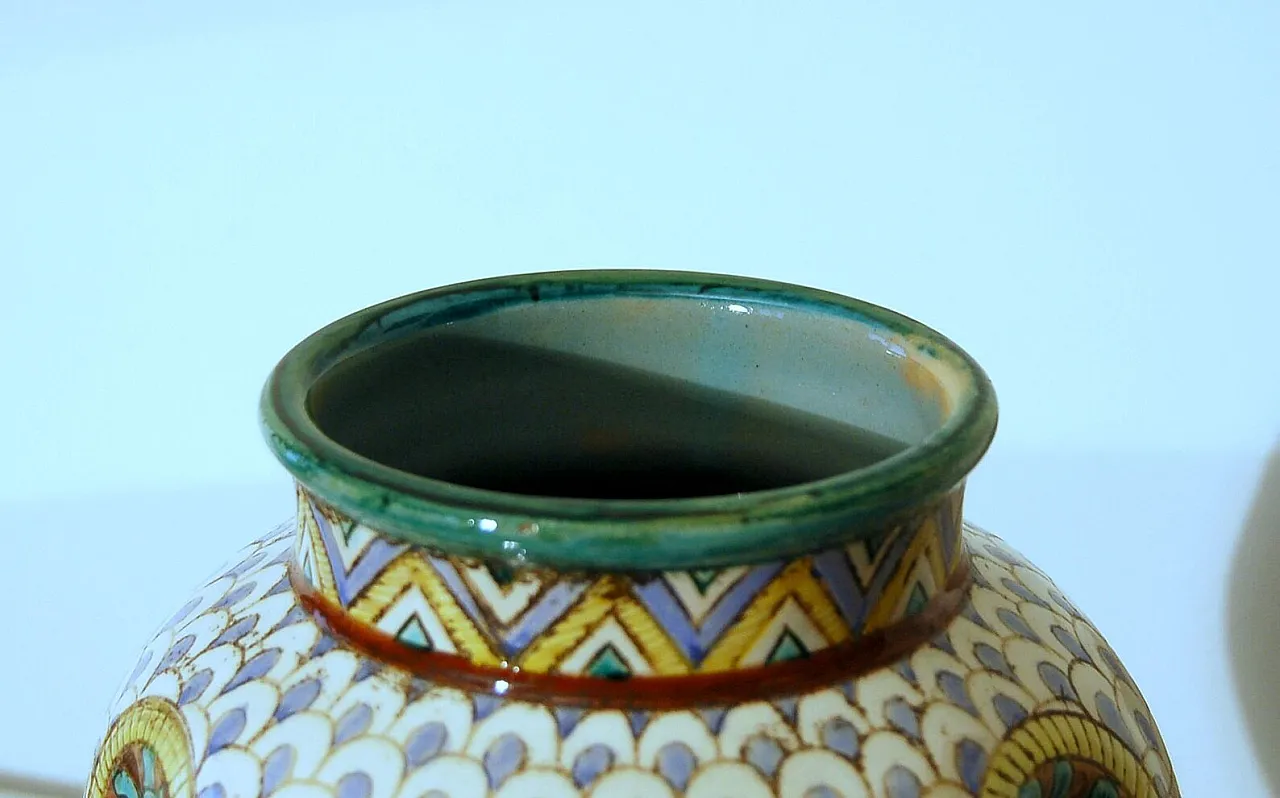 Majolica Vase polychrome by Gualdo Tadino, 1940s 4