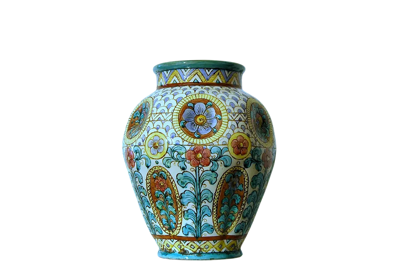 Majolica Vase polychrome by Gualdo Tadino, 1940s 6