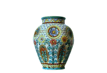Majolica Vase polychrome by Gualdo Tadino, 1940s