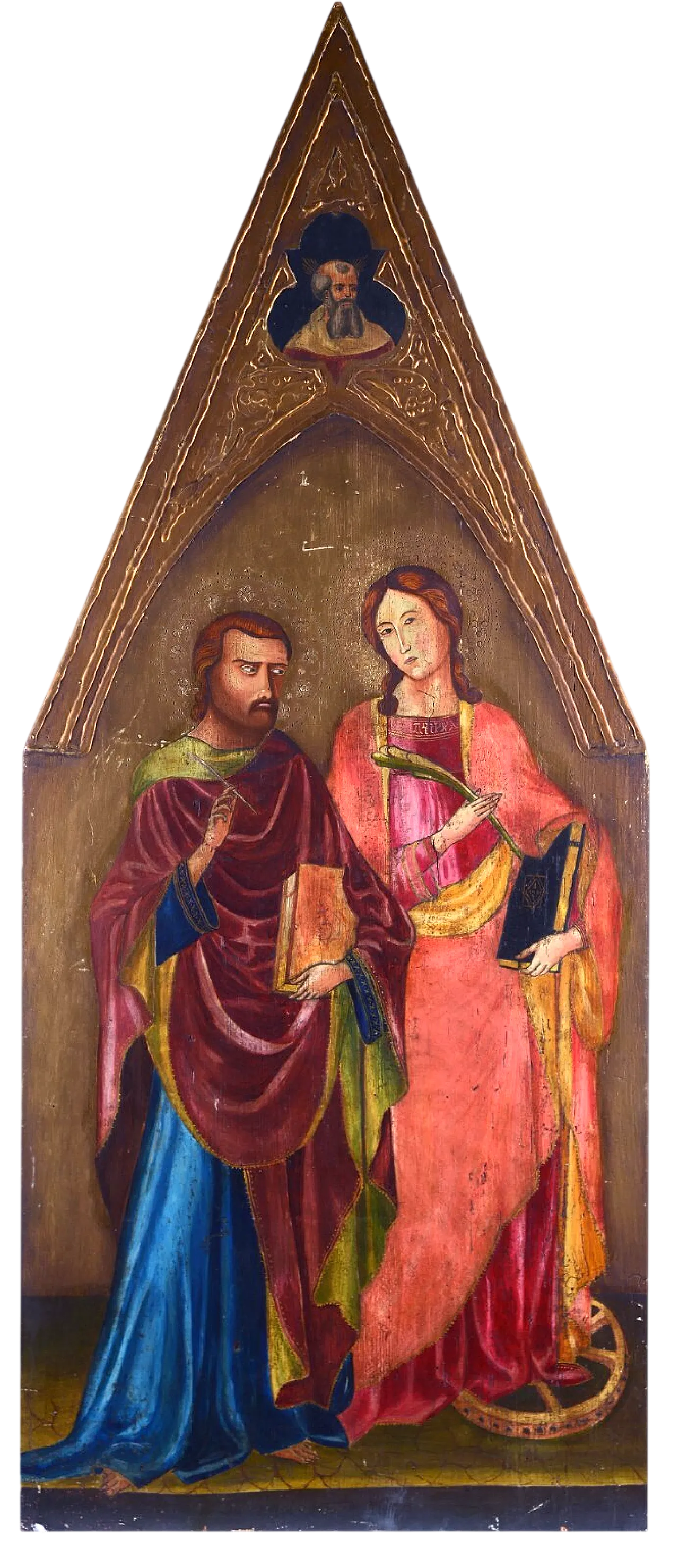 Tempera painting on panel with saints, 19th century 9