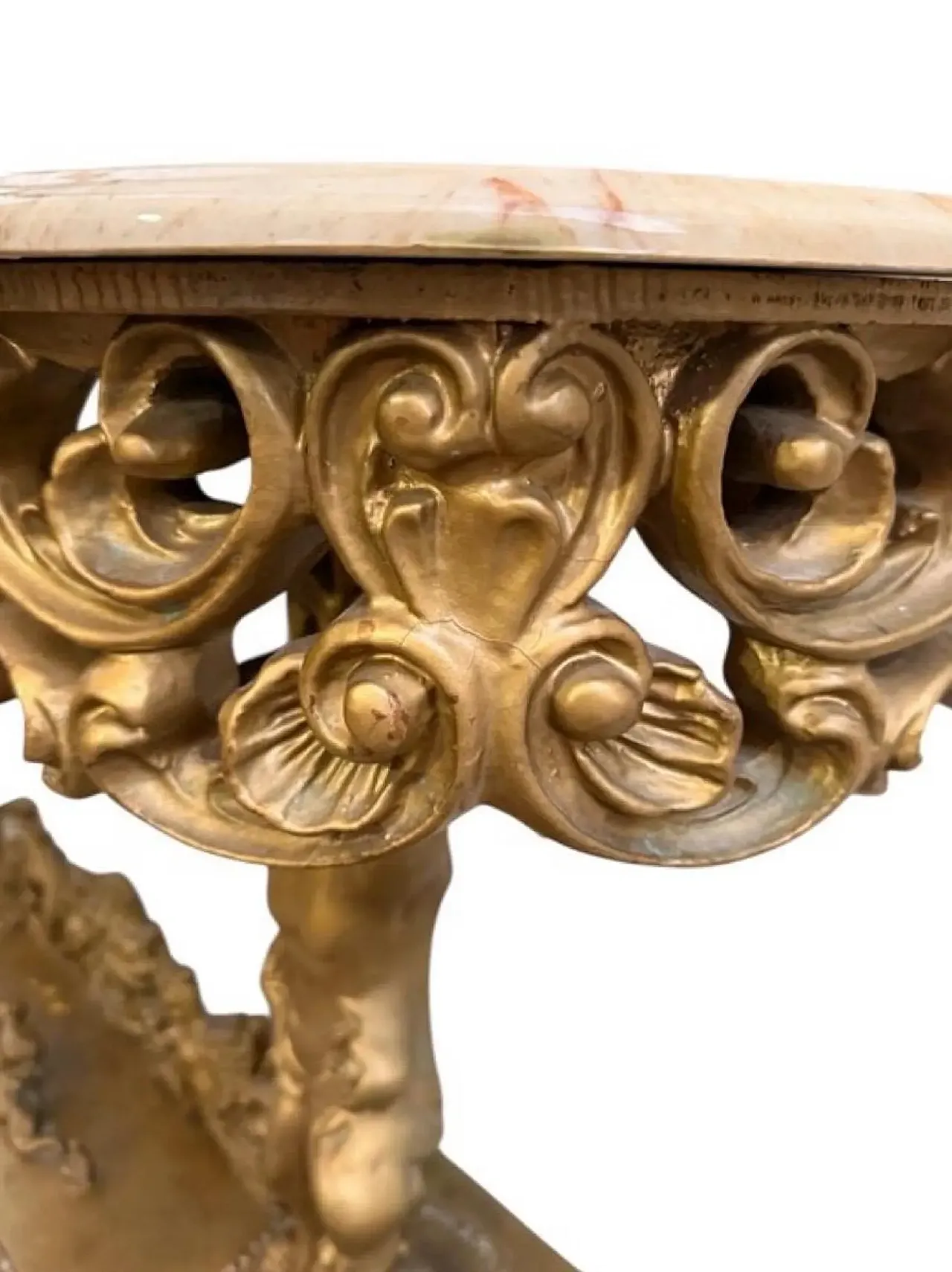 Rococo carved wood and marble console table, early 20th century 5
