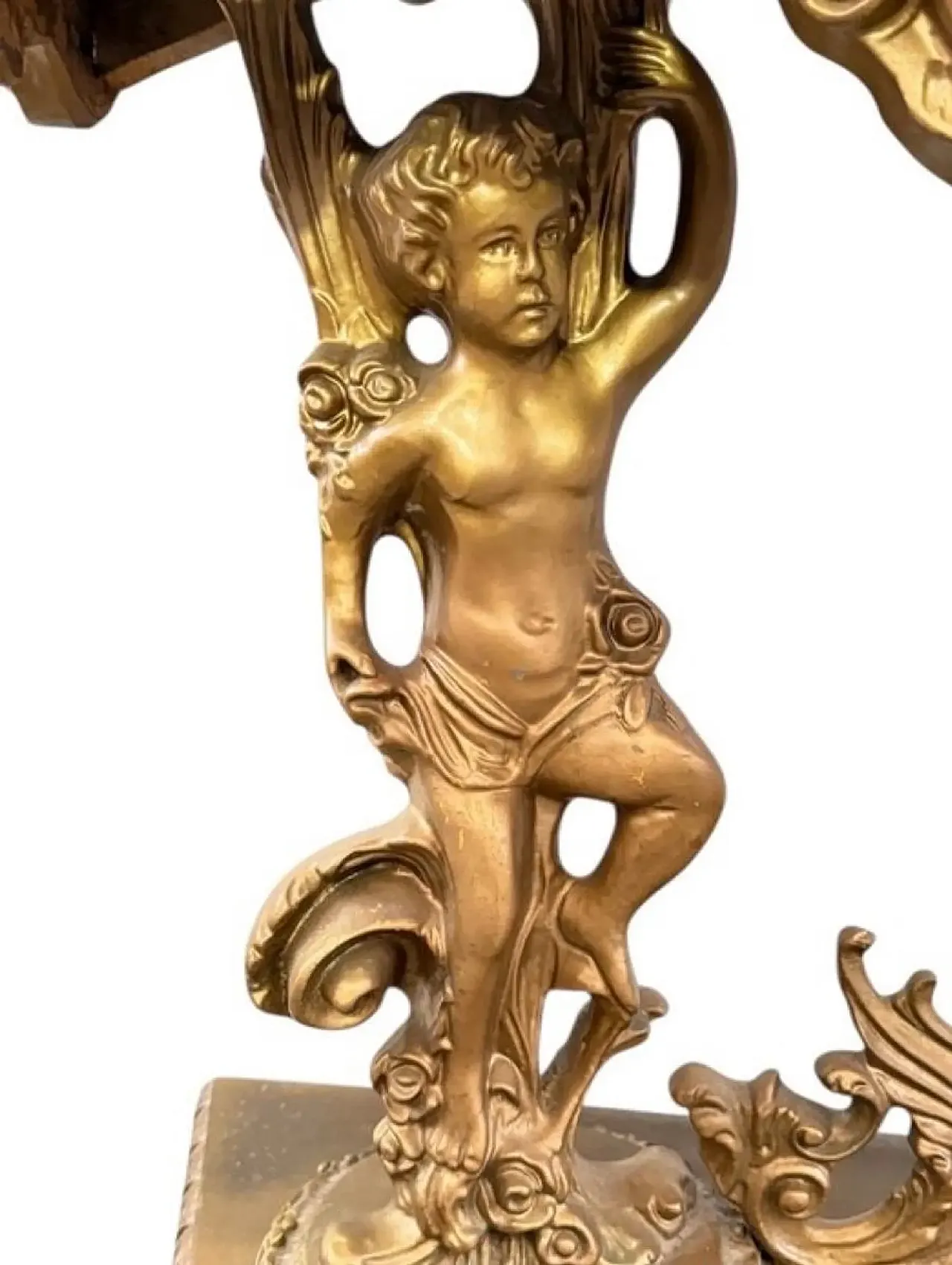 Rococo carved wood and marble console table, early 20th century 6