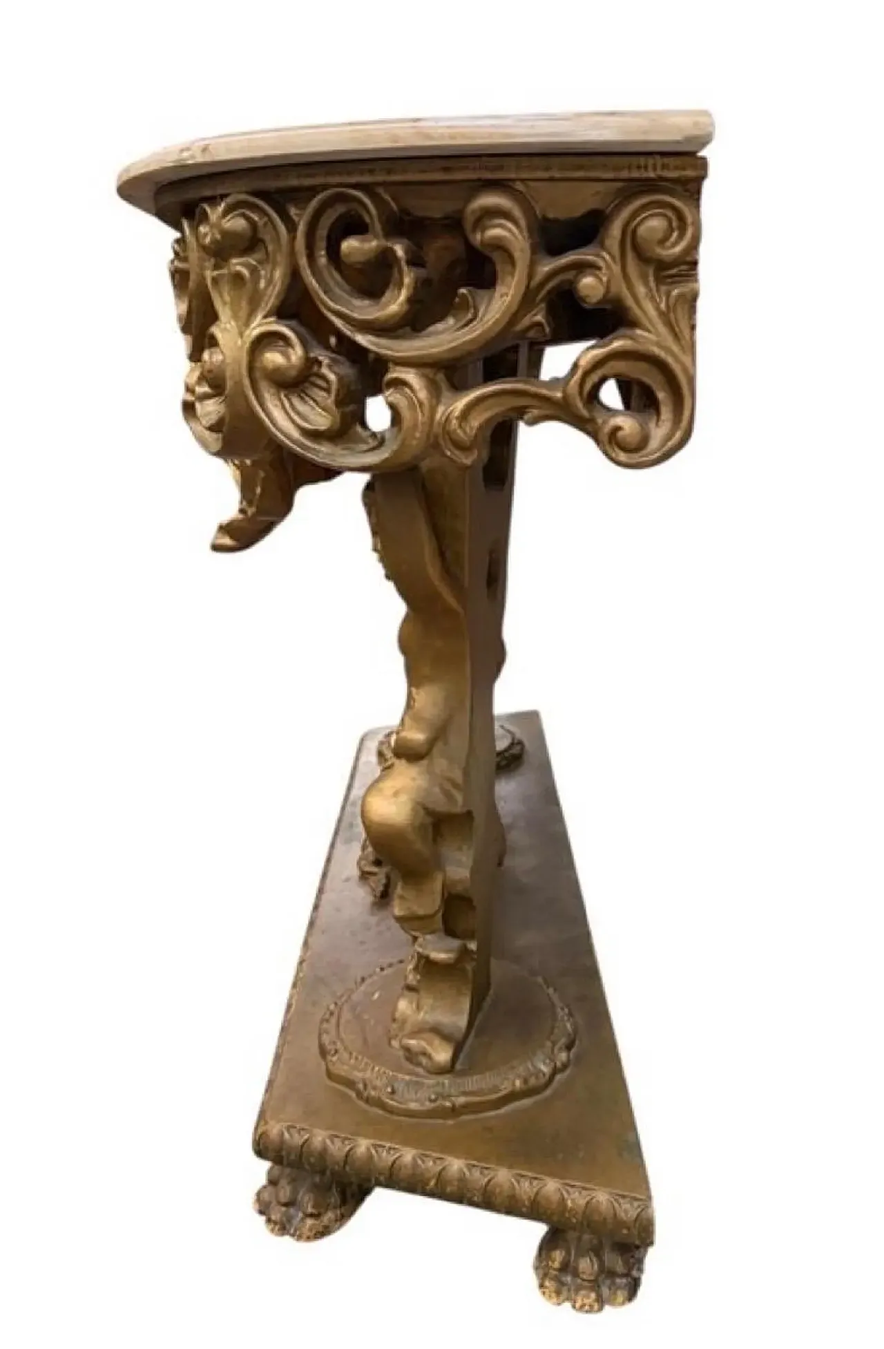 Rococo carved wood and marble console table, early 20th century 9