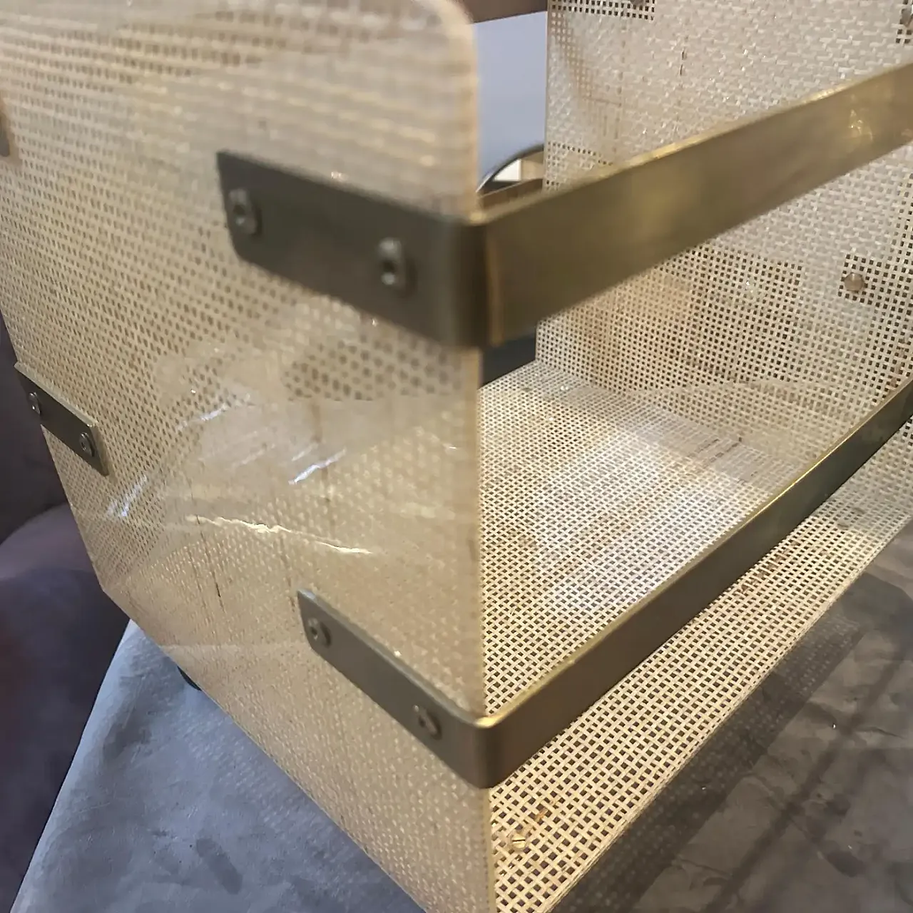 Dior Home brass and wicker magazine stand, 1980s 6