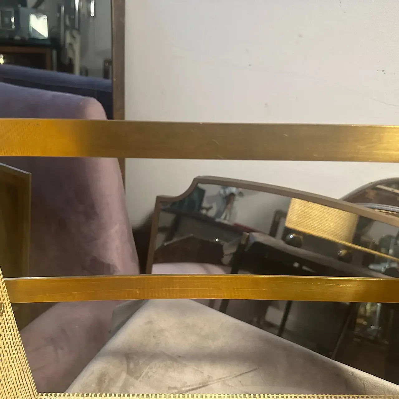 Dior Home brass and wicker magazine stand, 1980s 8