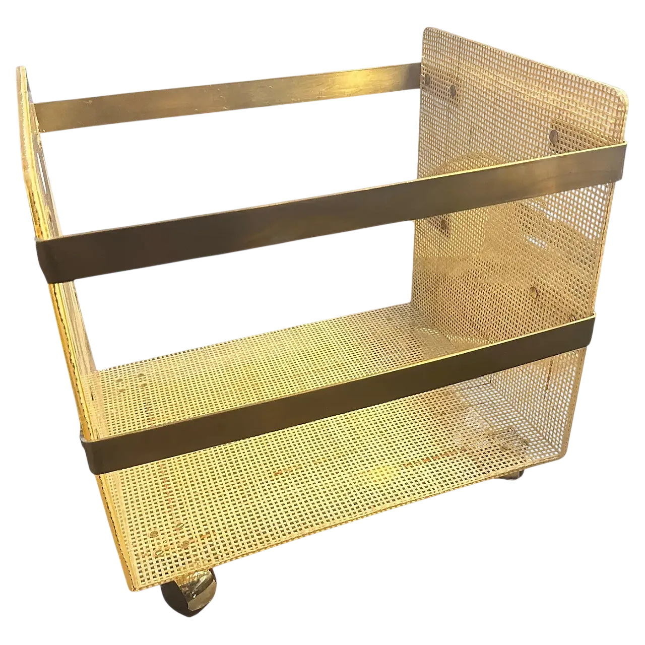 Dior Home brass and wicker magazine stand, 1980s 14