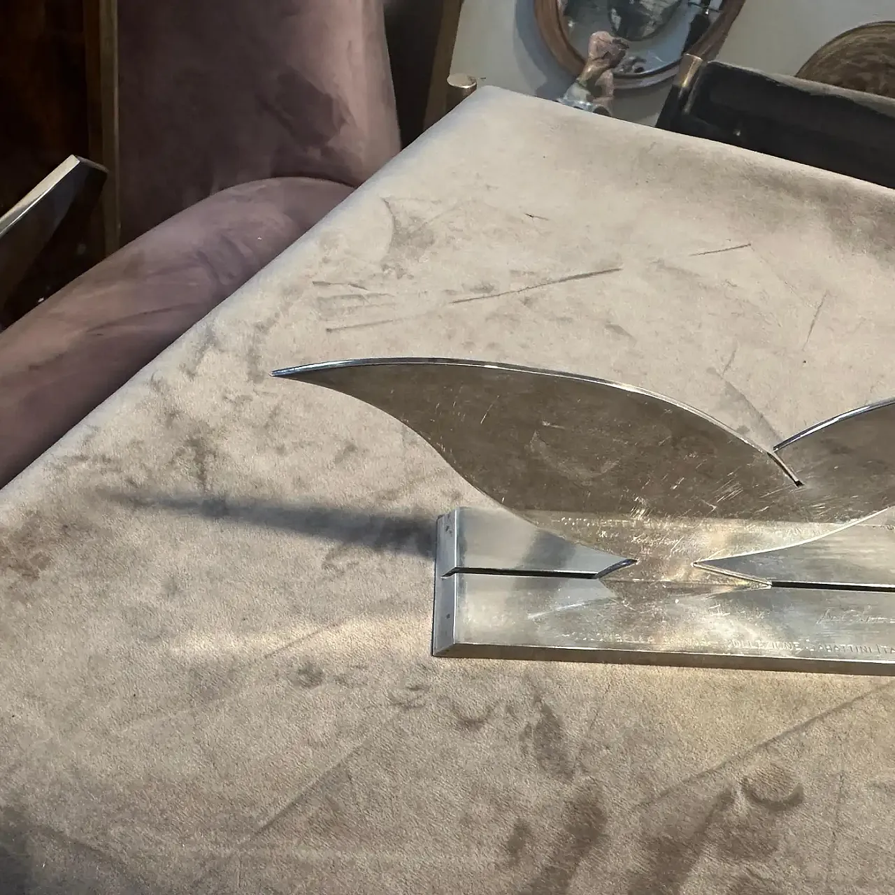 Scultura in argento placcato La Palombella di Lino Sabattini, anni '90 8