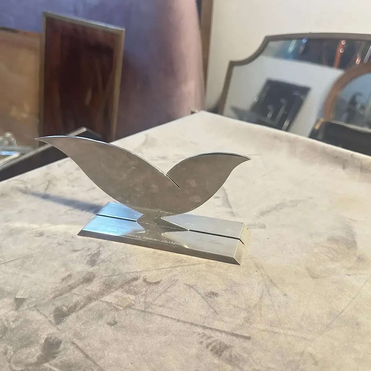 Scultura in argento placcato La Palombella di Lino Sabattini, anni '90 12