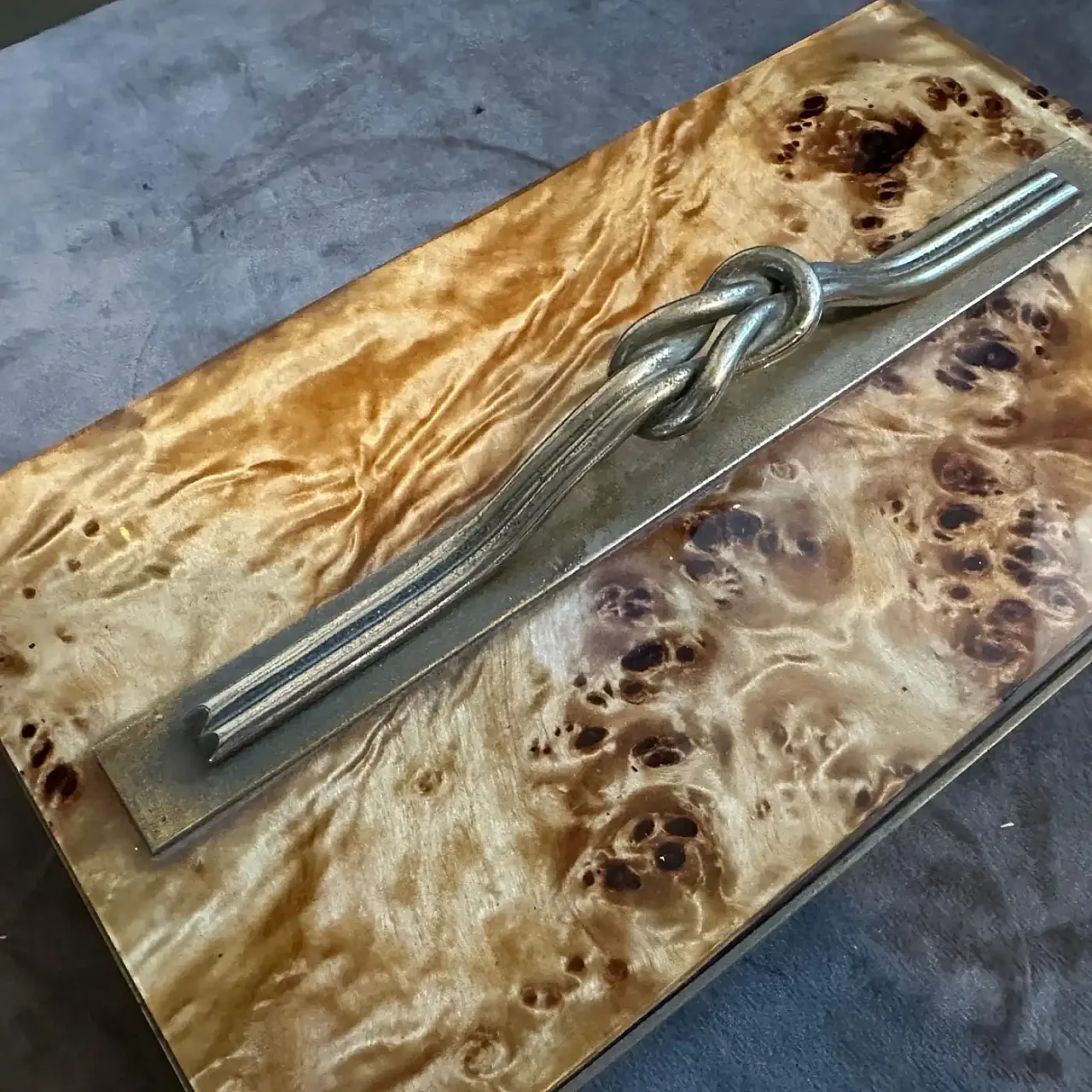 Scatola per gioielli di lusso italiana in legno di radica e ottone del Mid-Century Modern degli anni '70 6