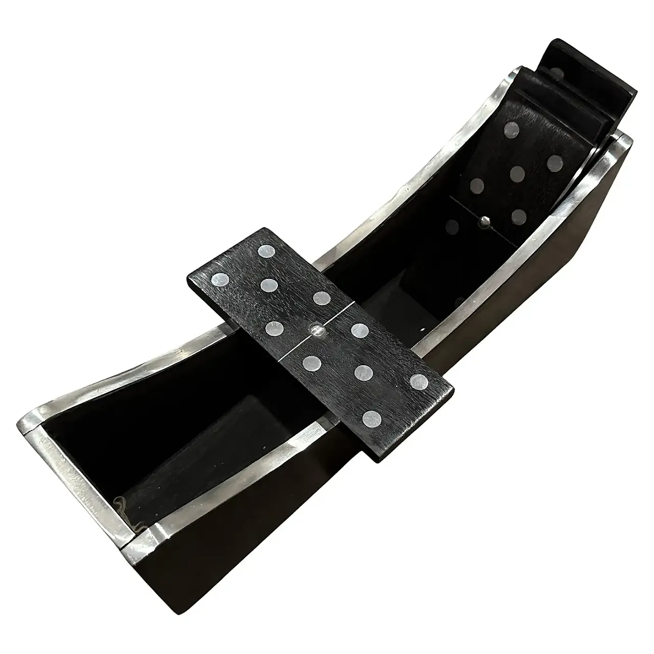 Modern luxury wood and silver plated Domino table game, 1990s 1