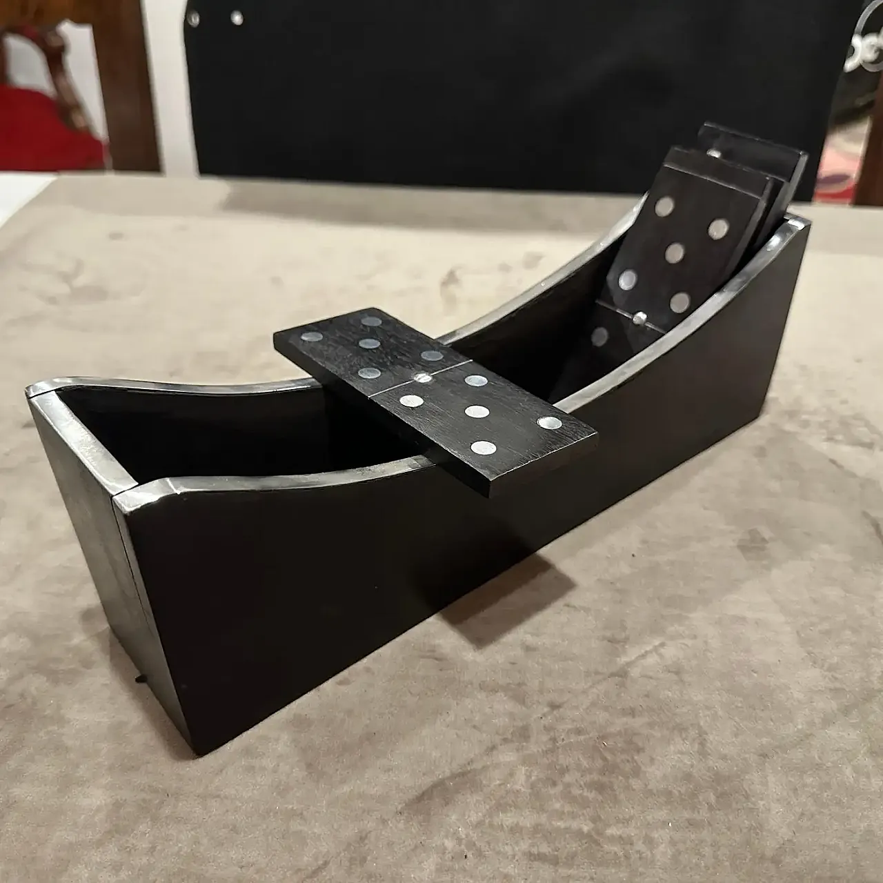 Modern luxury wood and silver plated Domino table game, 1990s 2