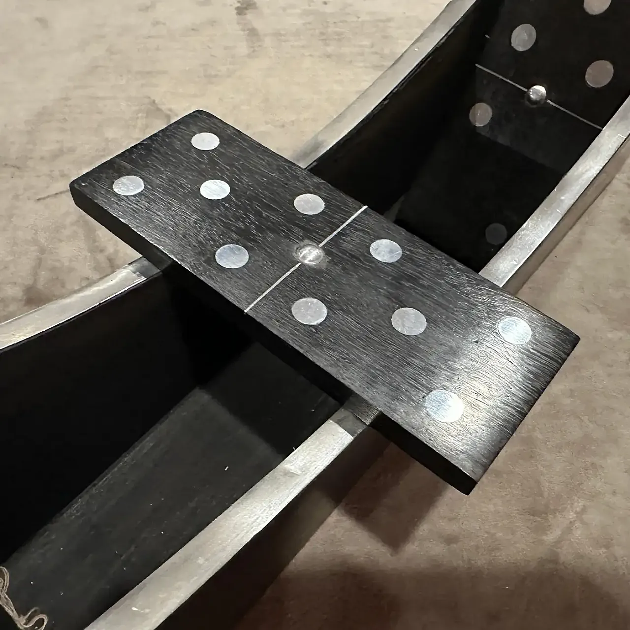 Modern luxury wood and silver plated Domino table game, 1990s 5