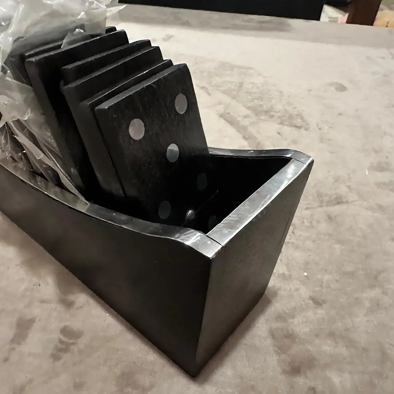 Modern luxury wood and silver plated Domino table game, 1990s 11