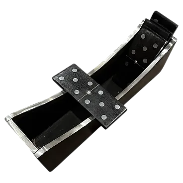 Modern luxury wood and silver plated Domino table game, 1990s