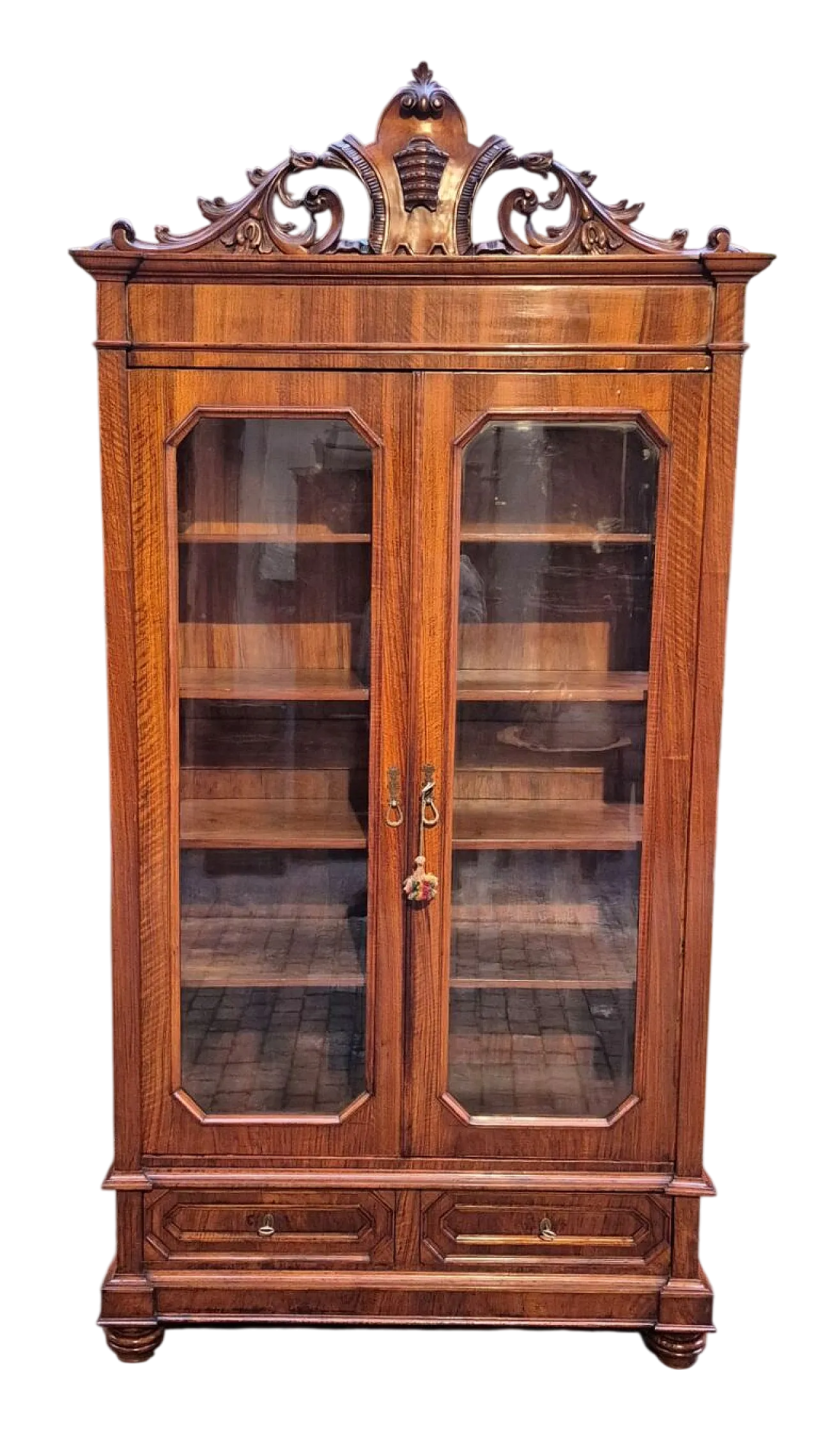 Luigi Filippo walnut veneered display cabinet, 19th century 11